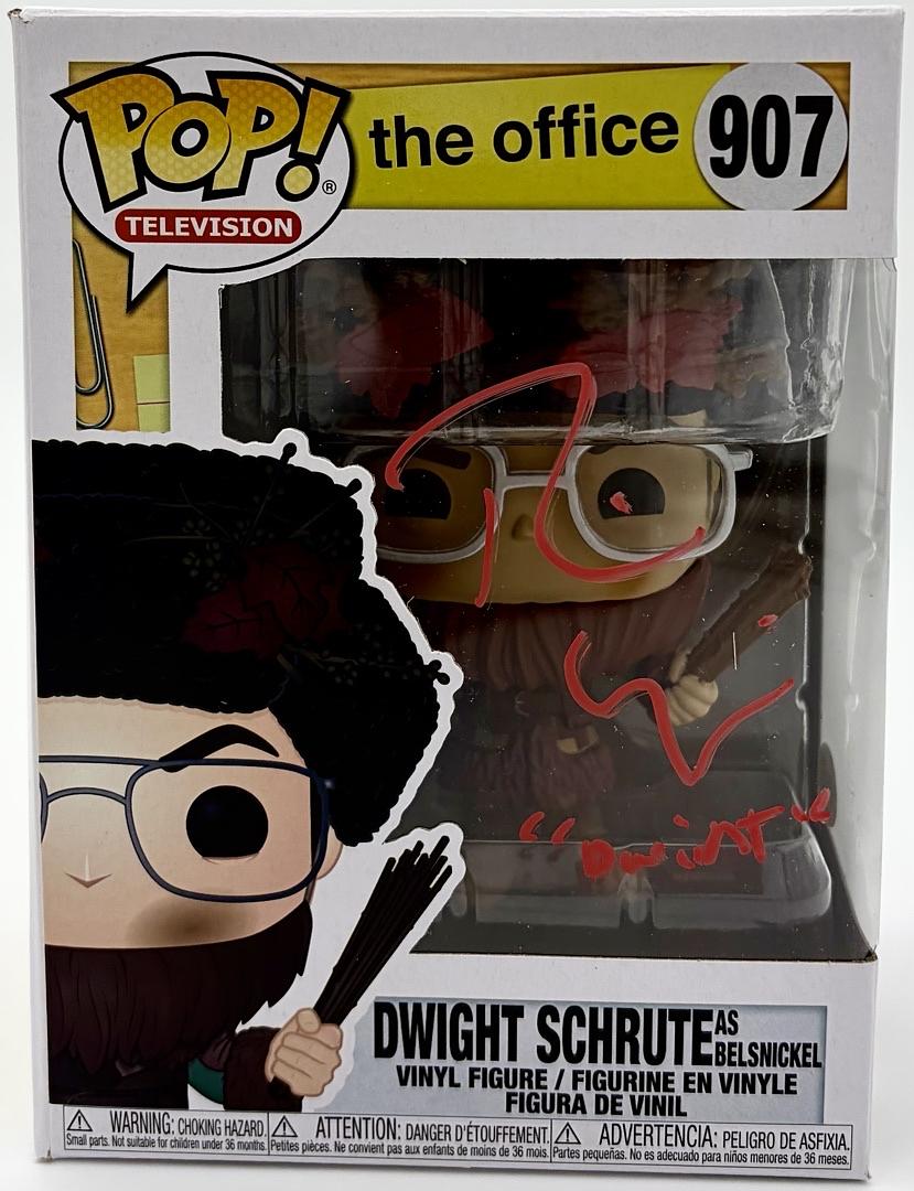 Rainn Wilson signed "Dwight Schrute" Funko #907 (The Office) w/character name - JSA COA
